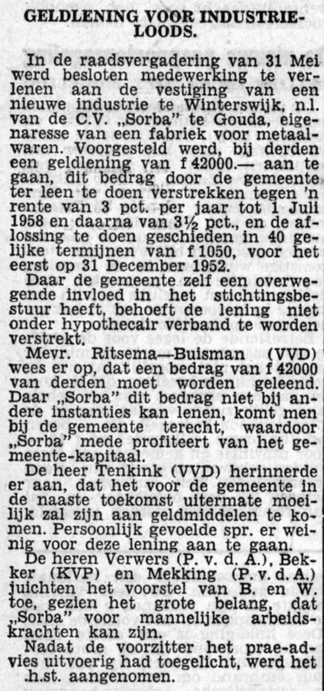 Contour history: 1951-07-06 Twentsch Dagblad Tubantia, loan