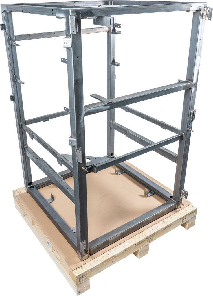 Welded metal machine frame