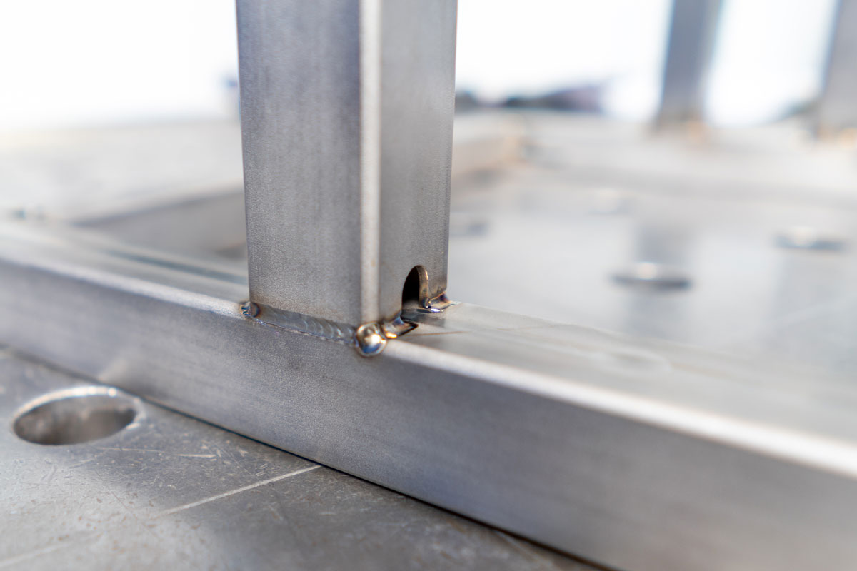 Close-up of a weld