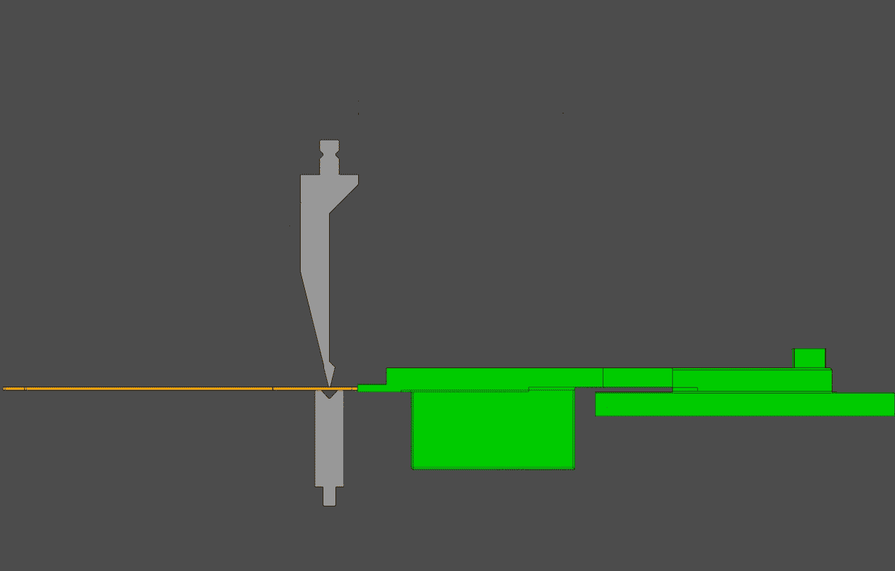 Side view of the clamping point position during bending