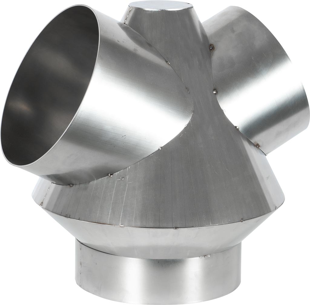 Stainless steel welded assembly made of conically bent sheet metal and tube